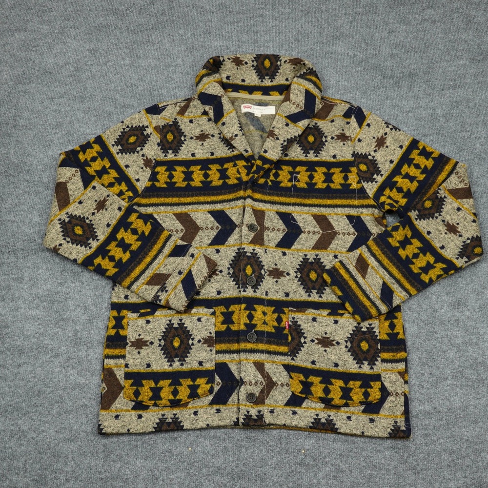 Levi's Cardigan Mens Large Multicolor Southwestern Fleece Shawl Collar Button Up
